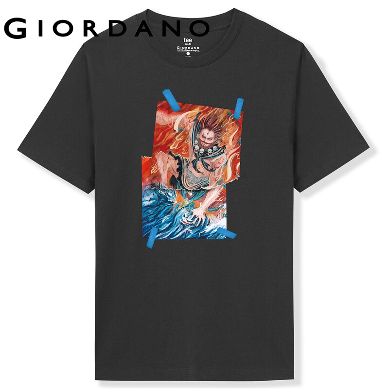 giordano-men-t-shirts-printed-crewneck-short-sleeves-t-shirts-summer-casual-tops-lumingshan-series-free-shipping