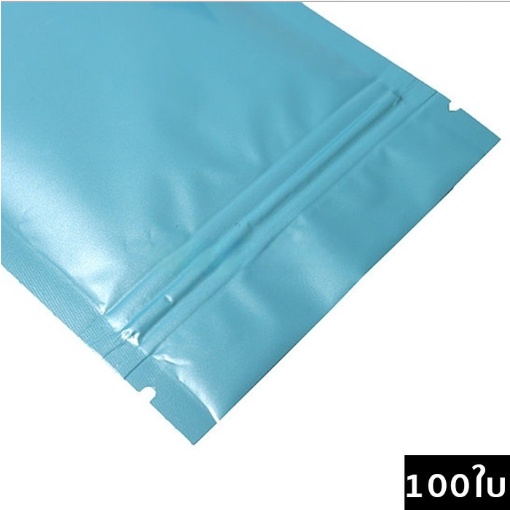 ถุงซิปล็อค-ถุงซิปก้นแบน-ตั้งไม่ได้-สีฟ้าน้ำทะเล-10x15ซม-100ใบ