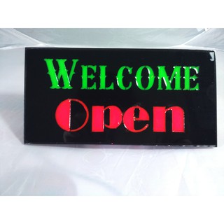 ป้ายไฟ welcome Open ยินดีต้อนรับ 10 x 20 cm