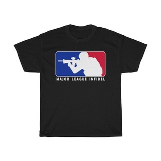 เสื้อผ้าผชเสื้อยืด พิมพ์ลายโลโก้ MLI Major League Infidel สีแดงน้ําเงิน สีดํา สําหรับผู้ชายS-5XL