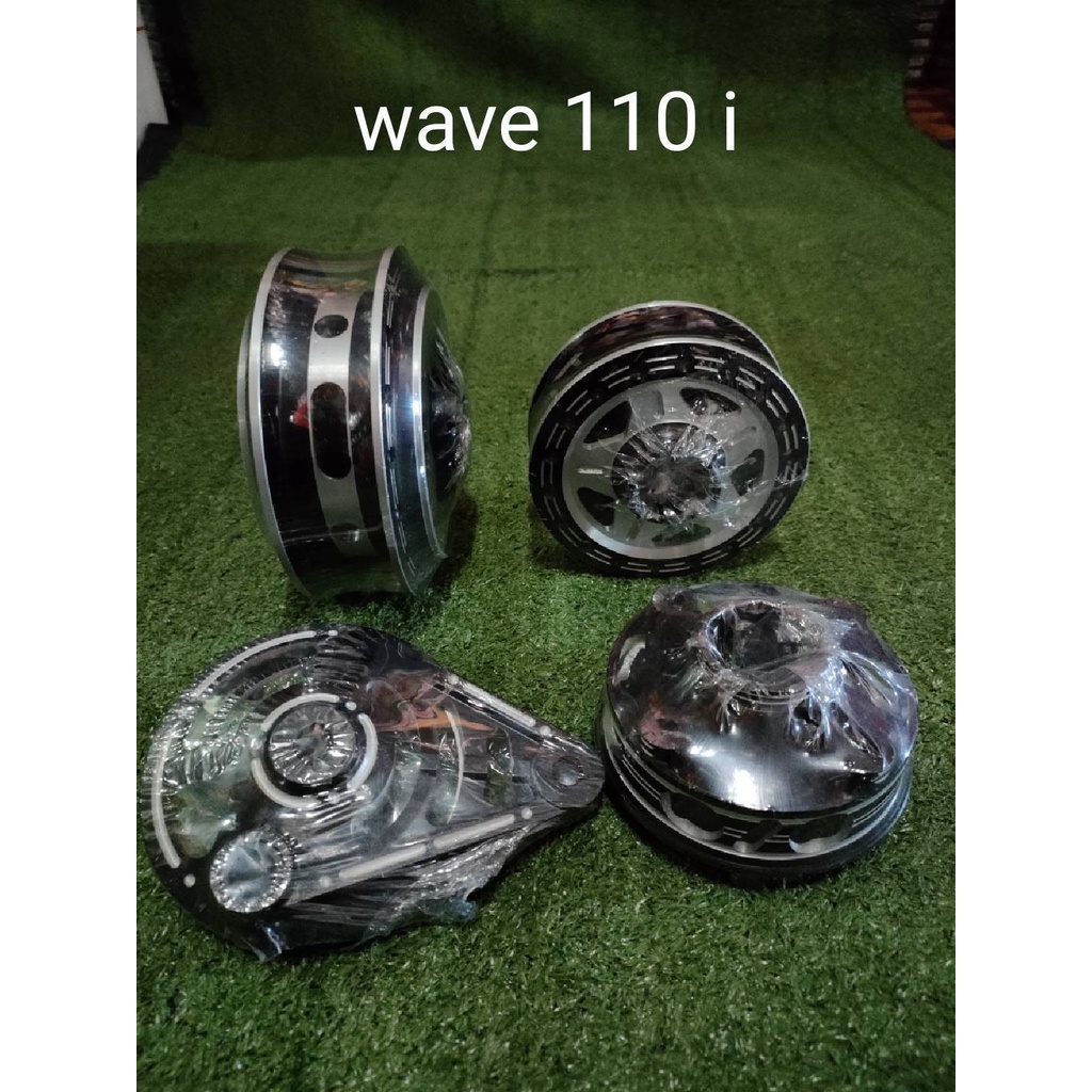 ดุมเจาะสีดำ-ขายยกชุดครบset-ดุมหน้า-ดุมหลัง-ฝาเบรค-ดุมสเตอร์-wave125-r-s-i-เวฟ110i-125ไอปลาวาฬ