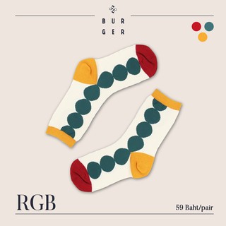 RGB ถุงเท้าแฟชั่น ลายหลากสี สายคิ้วท์ ถุงเท้าครึ่งแข้ง ราคาถูก คุณภาพดี