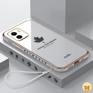 เคสป้องกันโทรศัพท์มือถือ ชุบไฟฟ้า หรูหรา พร้อมสายคล้อง สําหรับ Vivo Y15S Y15A