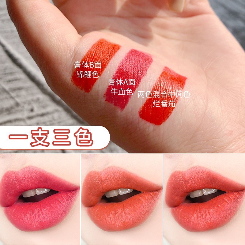 ภาพหน้าปกสินค้าลิปสติก 3 สี No.6622 AGAG lipstick ลิปสติก 3 สีในแท่งเดียว เนื้อแมท กันน้ำ ติดทน ลิปติ๊กต็อก ดังมาก เครื่องสำอาง จากร้าน newfaces บน Shopee