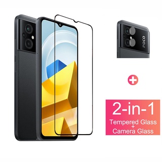 2 in 1 ฟิล์มกระจกนิรภัยกันรอยหน้าจอ สําหรับ Xiaomi POCO M5 M5s POCO F4 F3 F2 M4 M3 X4 X3 NFC GT Pro 5G