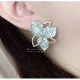 Diamond Earring ต่างหูเพชร ต่างหูออกงาน  ตกแต่งด้วยเพชร CZ แท้ งานสวยน่ารัก ดีไซส์เก๋มากๆค่ะ