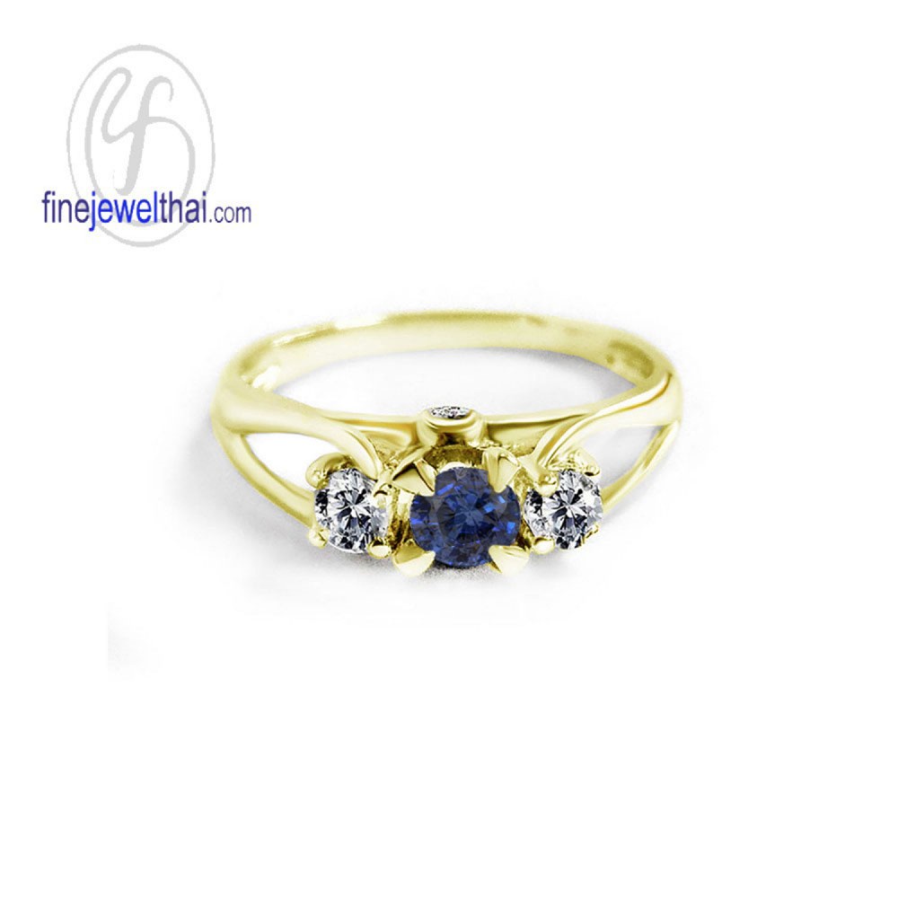 finejewelthai-แหวนไพลิน-ไพลิน-เพชรcz-แหวนเงินแท้-แหวนพลอย-blue-sapphire-silver-ring-r1224bl-เลือกสีตัวเรือนได้