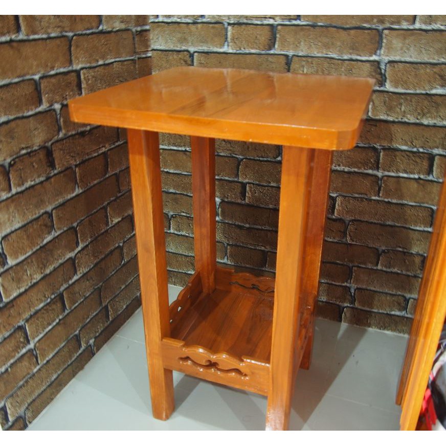 โต๊ะข้าง-ไม้-ไม้สัก-รุ่น-4-เหลี่ยม-พร้อมชั้นวางของ-สูง-60-ซม-x-กว้าง-38-ซม-แผ่นท็อปโต๊ะหนา-3-ซม