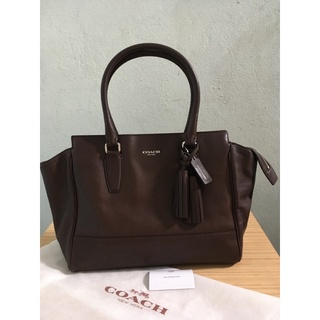 Coach ของแท้กระเป๋าสะพายข้างสายสะพายคู่หนังแท้สีน้ำตาลcoffee