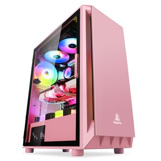 สินค้า เคสคอมพิวเตอร์สีชมพู สีขาว สีดำ (สั่งทำลายต่างๆที่เคสได้) Gaming Pc case Pink White Black