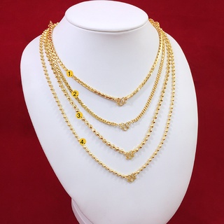 สร้อยคอทอง คละแบบ ตะขอตัวเอ็ม ความยาว 20-24 นิ้ว เทียบเท่า 1 บาท ชุบทอง ทำจากทองเหลือง ใส่ได้ทุกโอกาส ใส่อาบน้ำได้