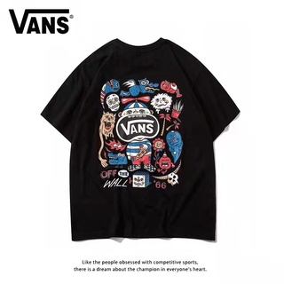 เสื้อยืดอินเทรนด์ผู้ชายอินเทรนด์ผู้หญิงVans Vance เสื้อยืดลําลอง ผ้าฝ้าย แขนสั้น คอกลม พิมพ์ลาย ทรงหลวม เหมาะกับการเล่นก