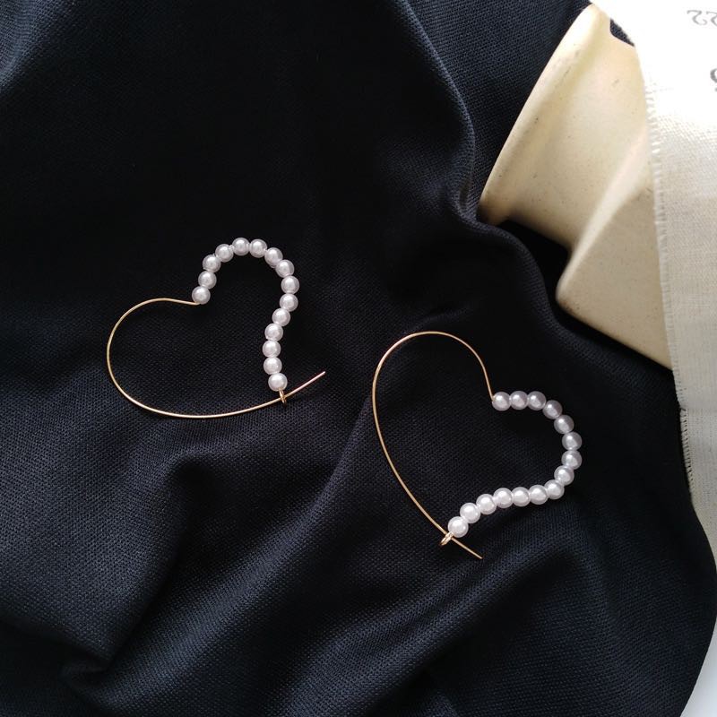 พร้อมส่ง-ต่างหูห่วงไข่มุกหัวใจ-สไตล์-เกาหลี-เครื่องประดับ-earring-jewelry-สำหรับผู้หญิง