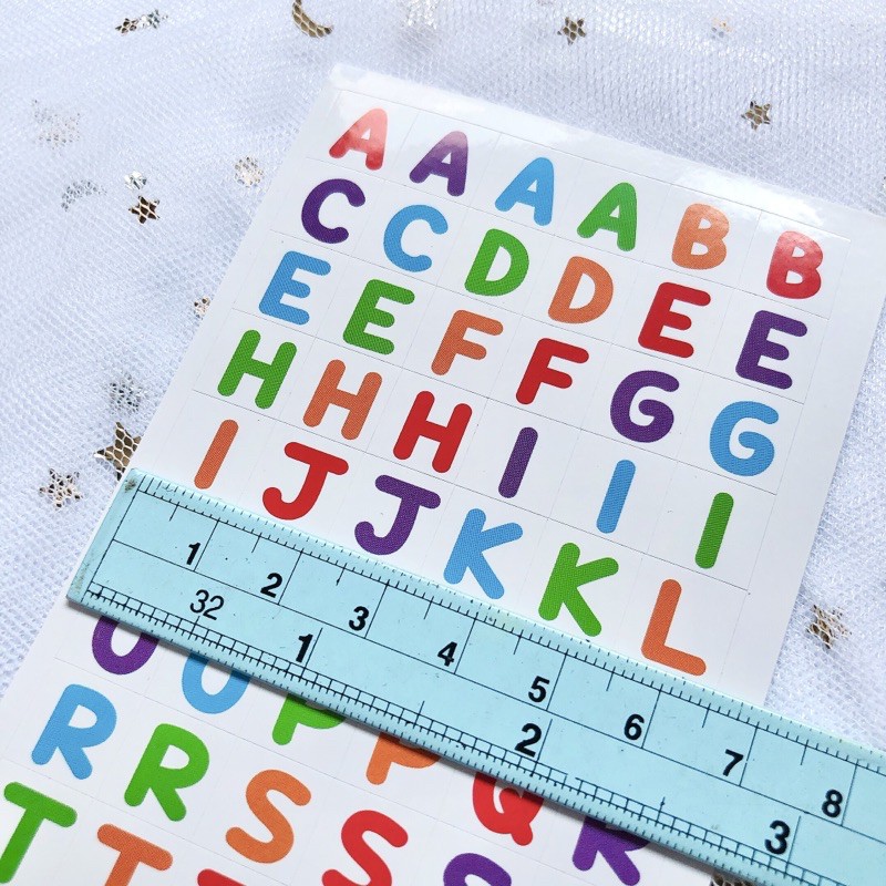 สติกเกอร์ตัวอักษร-abc-a-z-แผ่นละ-5-บาท-ราคาส่ง-4-บาท