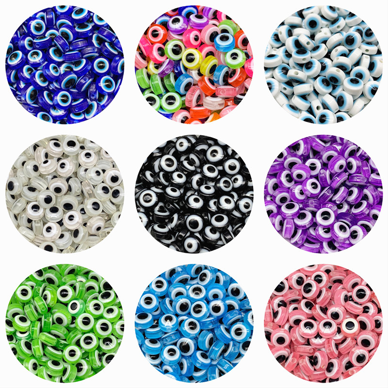 100Pcs /lot 6mm/8mm Evil Eye resin eye beads for DIY jewelry bracelet Shopee Thailand