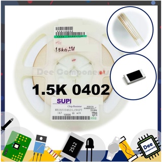 1.5K Ohm 0402 ±1% 62.5 mW ±100ppm/℃ 0402WGF1501TCE Super OHM  1-A3-18 (ขายยกแพ็ค 1 แพ็ค มี 100 ชิ้น)