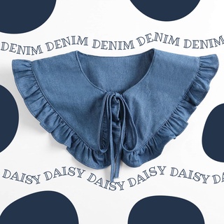 พร้อมส่ง 💙DENIM DAISY💙 ปกคอถอดได้ แต่งระบาย ปกแหลม ผ้ายีนส์ เกาหลี อินเทรน งานดีคุ้มราคา