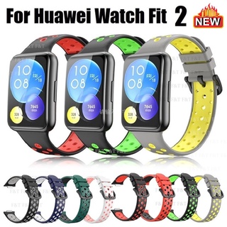 สินค้า สาย Huawei watch fit 2 Strap กีฬา ซิลิโคน Huawei watch fit 2 สาย Silicone Band สายนาฬิกา Huawei fit 2 Strap Double Color Replacement สาย huaweiWatch fit 2 Accessories