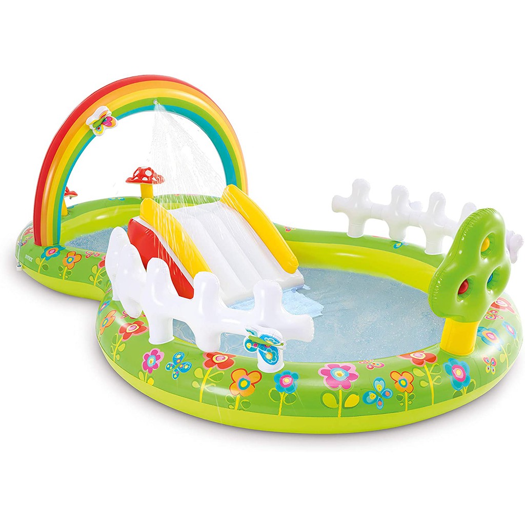 intex-ชุดสระน้ำเด็ก-สวนดอกไม้-พร้อมสไลเดอร์-inflatable-intex-fancy-garden-baby-pool-with-slider