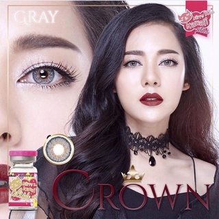 Crown Gray สีเทา ทรีโทน 3tone คอนแทคเลนส์ บิ๊กอาย ตาฝรั่ง สายฝอ ค่าสายตา สายตาสั้น ขอบฟุ้ง Kitty Kawaii ขายดี ลายหายาก