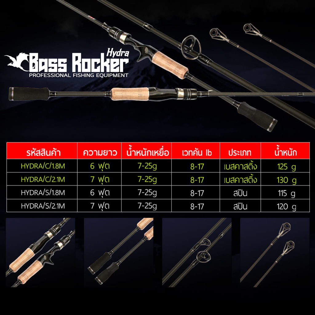 คันตีเหยื่อปลอม-bass-rocker-เวท-8-17lb-6ฟุต-7ฟุต-2ท่อน-แถมฟรีปลายคัน