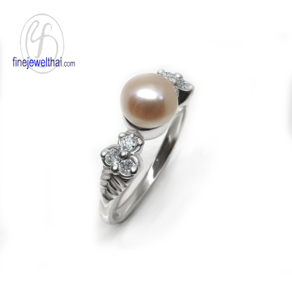 finejewelthai-แหวน-มุกแท้-แหวนเงิน-แหวนมุก-แหวนประจำเดือนเกิด-แหวนวินเทจ-vintage-pearl-silver-ring-r1318pl