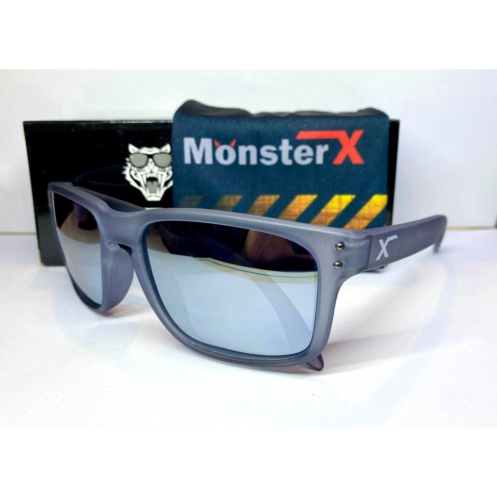 แว่นกันแดด MonsterX กรอบดำขุ่นด้าน เลนส์สีปรอทเงิน โพราไล X2 | Shopee ...