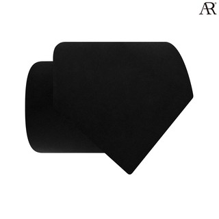 ANGELINO RUFOLO Necktie(สีดำ-8.5CM.) เนคไทผ้าโพลีเอสเตอร์คุณภาพเยี่ยม แบบบาง ดีไซน์ Matte Black / Shiny Black สีดำ