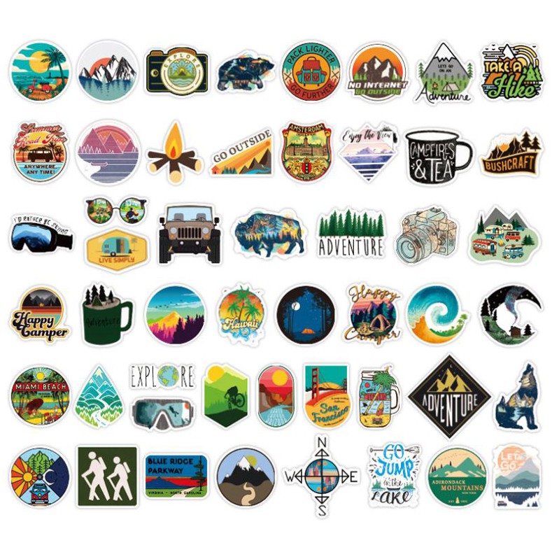 04-outdoor-adventure-50-travel-stickers-สติกเกอร์แคมป์ปิ้ง-เอาท์ดอร์-สติ๊กเกออร์เต็นท์-camping-outdoor-stickers