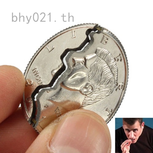 ภาพหน้าปกสินค้าBite Out Quarter Magic Trick Close-Up Coin Magic Illusion & Restored Half Dollar