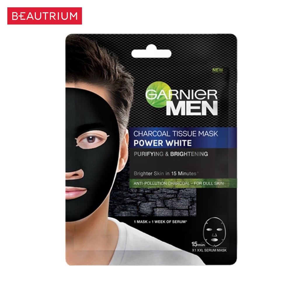 garnier-men-charcoal-tissue-mask-power-white-มาส์กแผ่น-28g