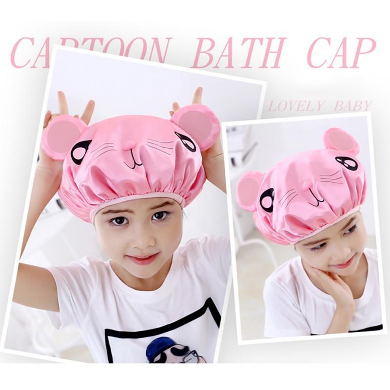 หมวกอาบน้ำพลาสติก-pvc-กันน้ำ-ทนทาน-พิมพ์ลายการ์ตูนน่ารัก-สำหรับเด็ก