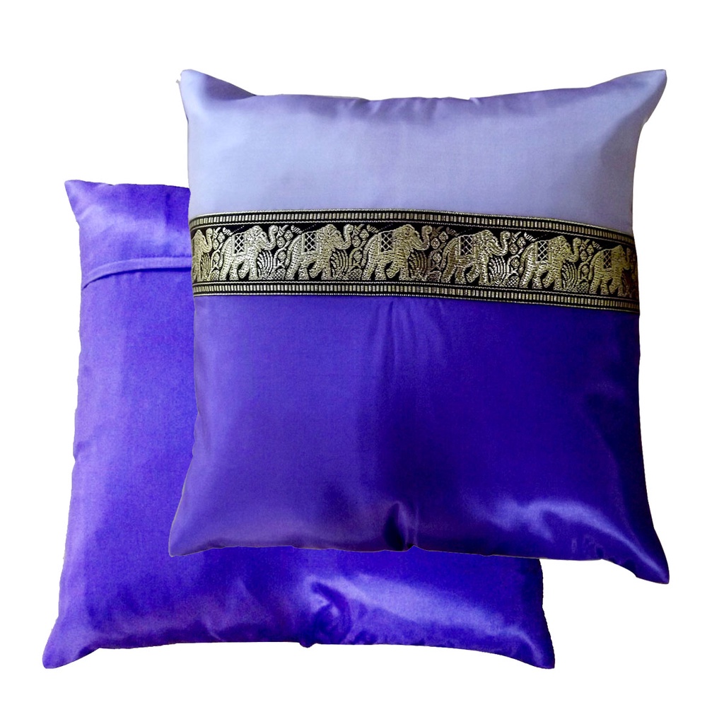 a2-thai-silk-pillow-covers-ปลอกหมอนอิง-ไหมไทยลายช้าง-16-16-นิ้ว-1-คู่-สีม่วง