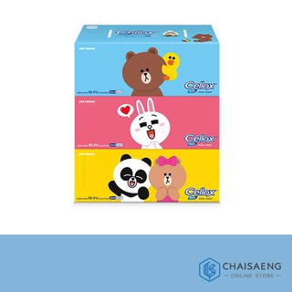 ( แพค 3 กล่อง) Cellox Purify LINE Friends Facial Tissue กระดาษเช็ดหน้า เซลล็อกซ์ พิวริฟาย 140 แผ่น