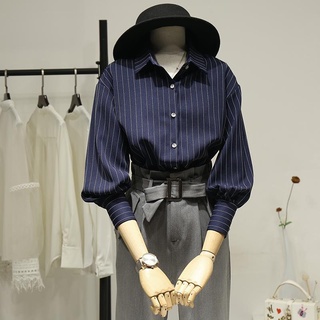 Striped shirt temperament retro Hong Kong professional wear