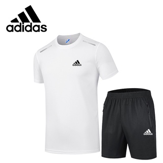 【M-5XL】Adidas ชุดกีฬา เสื้อแขนสั้น กางเกงขาสั้น ระบายอากาศ แห้งเร็ว ทรงหลวม ขนาดใหญ่ 2022
