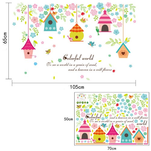 transparent-wall-sticker-สติ๊กเกอร์ติดผนัง-บ้านนก-colorful-world-กว้าง105cm-xสูง65cm