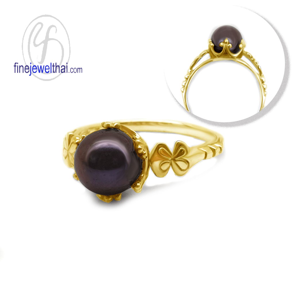 finejewelthai-แหวน-มุกแท้-แหวนเงิน-แหวนมุก-แหวนประจำเดือนเกิด-pearl-silver-ring-r1364pl-b-g