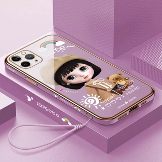 เคสโทรศัพท์มือถือ ซิลิโคน ขอบตรง ลายตัวอักษร Beret Girl สําหรับ iPhone 11 11pro 11pro max 12 12pro 12 pro max 12mini