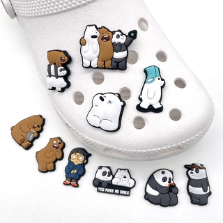 สินค้า We Bare Bears Jibitz croc charm ลายการ์ตูนแพนด้า สําหรับตกแต่งรองเท้าเด็ก