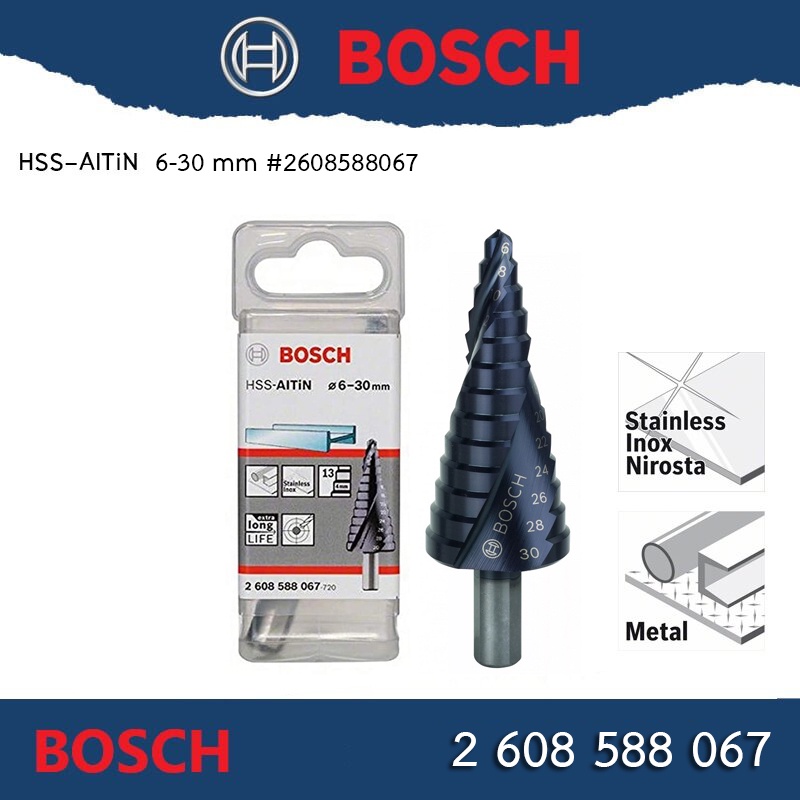 Bosch (สีดำ) Step Drill 6-30mm HSS-AITiN ดอกเจดีย์ #2608588067 | Shopee ...