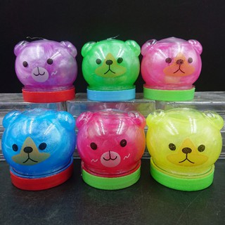 สไลม์ ( Slime ) เอเลี่ยน รูปหน้าคุณหมี สีพาสเทลประกายเพชรด้านใน น่ารักมาก มี 6 สี เสริมสร้างจินตนาการ กลิ่นหอม ราคาถูก