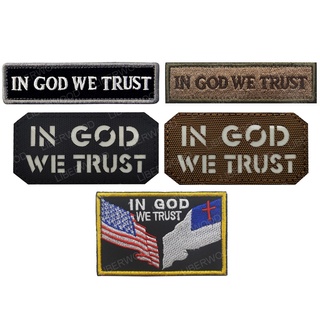 แผ่นสติกเกอร์เลเซอร์เรืองแสง ปักลายสัญลักษณ์ In God We Trust สําหรับติดตกแต่งเสื้อผ้า