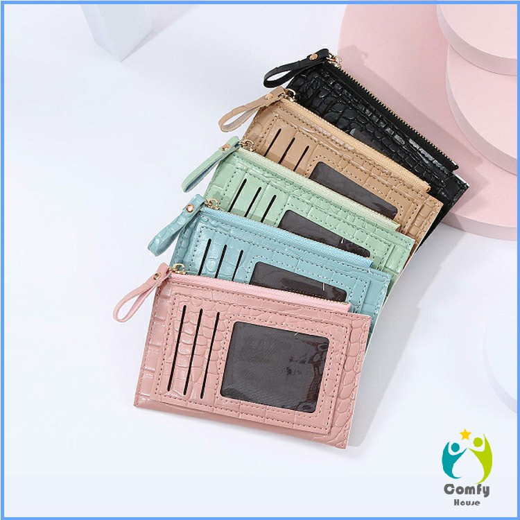 comfy-กระเป๋าสตางค์-กระเป๋าใส่เหรียญปั้มลายคลายหนังจระเข้-coin-purse