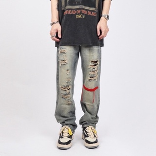 ภาพขนาดย่อของภาพหน้าปกสินค้ากางเกงยีนส์ผู้ชายทรงกระบอก bleeding jeans กางเกงยีนส์มินิมอล เกาหลี y2k มาใหม่ จากร้าน somethingstreetbkk บน Shopee