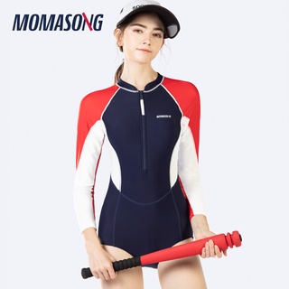 Momasong ชุดว่ายน้ําวันพีช แขนยาว UPF50+ กันแดด สําหรับผู้หญิง