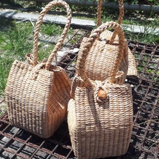 🌿Natural Woven hand bags #กระเป๋าสาน #กระเป๋าผักตบชวา 🌿ไซค์ 5x6x8 นิ้ว