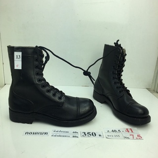 รองเท้าคอมแบท Combat shoes หนังสีดำ สภาพดี ทรงสวย มือสอง คัดเกรด ของนอก เกาหลี