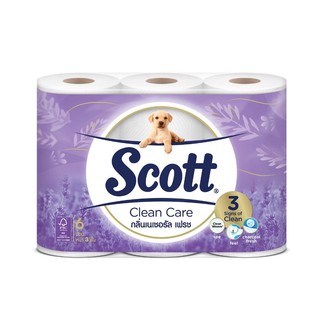 (แพ็ค 6 ม้วน) Scott Clean Care Natural Fresh สก๊อตต์ คลีน แคร์ กลิ่น เนเชอรัล เฟรช  กระดาษชำระแบบม้วน