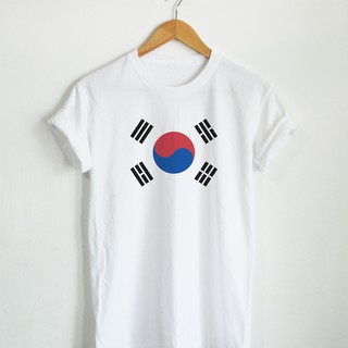 เสื้อยืดลาย ธงชาติ เกาหลี ประเทศเกาหลีใต้ South Korea Flag เสื้อยืดสกรีน แขนสั้น คอกลม